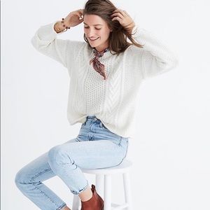 Madewell Cream Cableknit Pullover Sweater